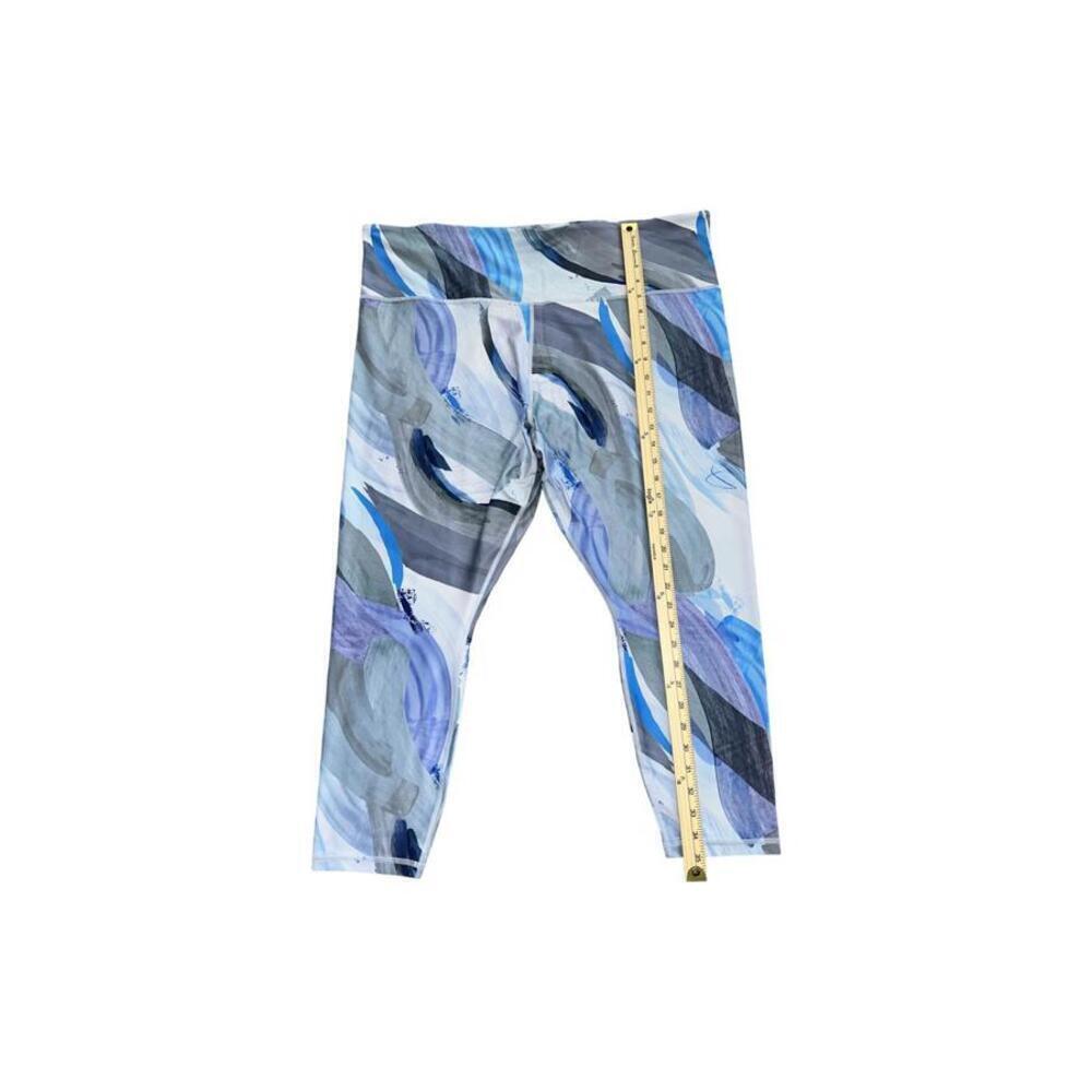 Athleta Womens Elation 7/8 Tight Leggings 3XL Snowfall Blue Abstract High Rise - Picture 3 of 7
